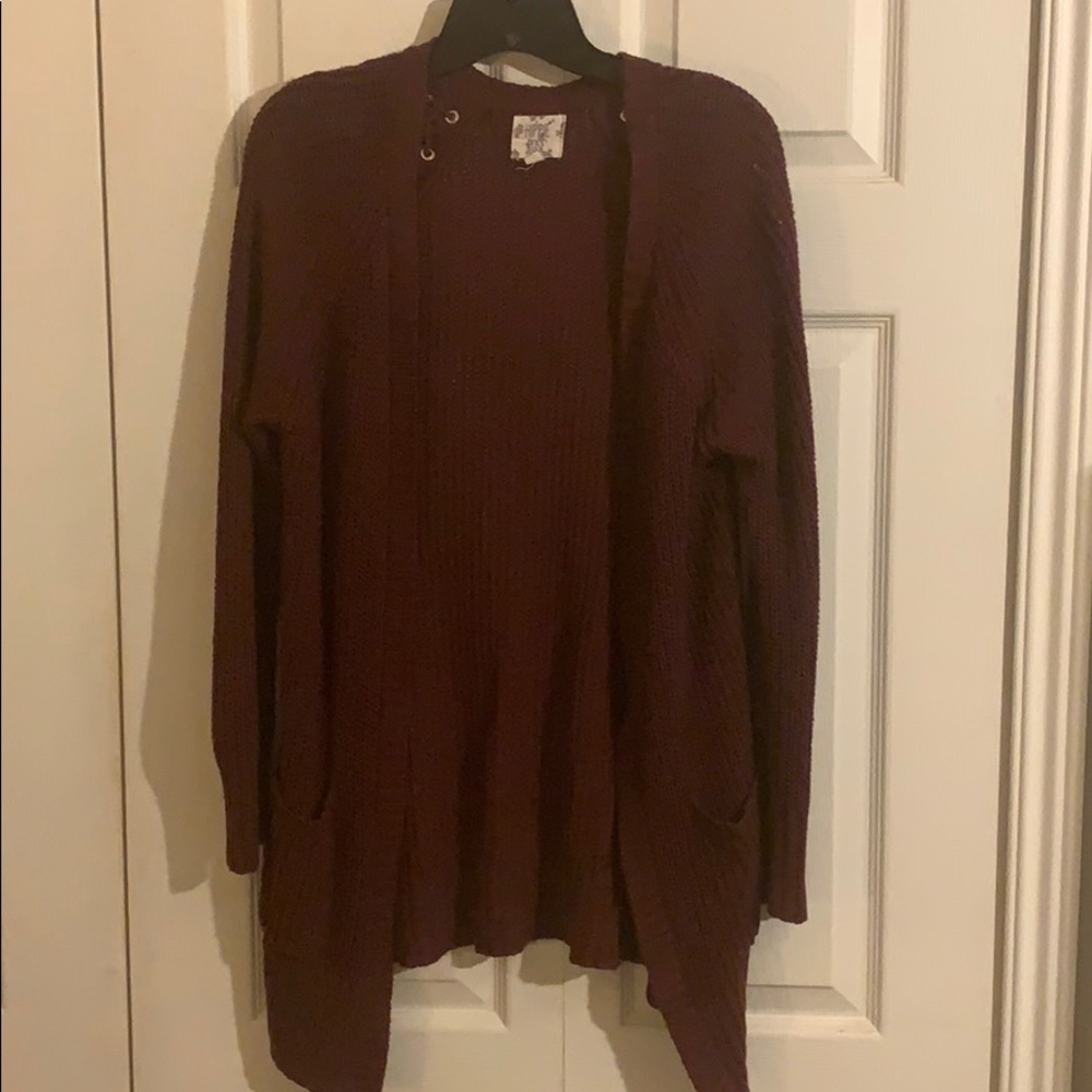 Burgundy Hippie Rose Cardigan